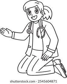 Female Doctor Isolated Coloring Page for kids