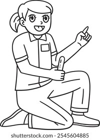 Female Doctor Isolated Coloring Page for kids