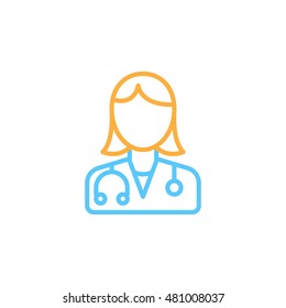 Female Doctor Line Icon, Physician Outline Vector Logo Illustration, Linear Colorful Pictogram Isolated On White