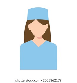 Female doctor with long hair. Concept - doctor, healthcare. Female surgeon in a flat faceless style. Vector flat doctor icon in uniform