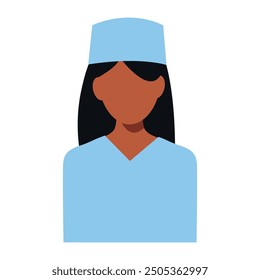 Female doctor with long hair. Concept - doctor, healthcare. Female surgeon in a flat faceless style. Vector flat doctor icon in uniform