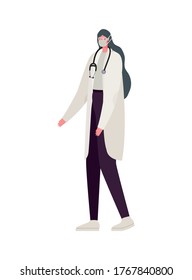 female doctor with mask design, Workers occupation and job theme Vector illustration