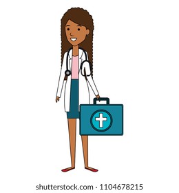 female doctor with medical kit avatar character