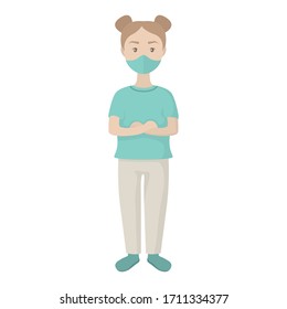 Female doctor in medical mask flat illustration. Vector.