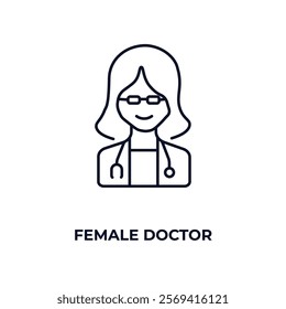 female doctor outline icon. Linear vector from people concept. Thin line female doctor icon isolated on white background