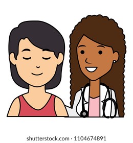 female doctor and patient avatars characters