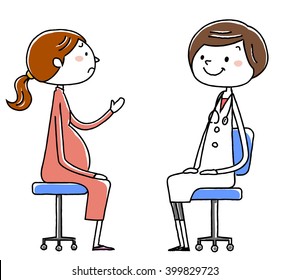 female doctor and patient. Pregnant woman. vector illustration.