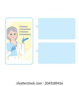 Female doctor performing online diagnosis on smartphone