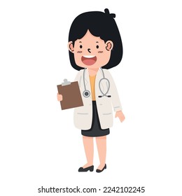 Female doctor  poses cartoon flat