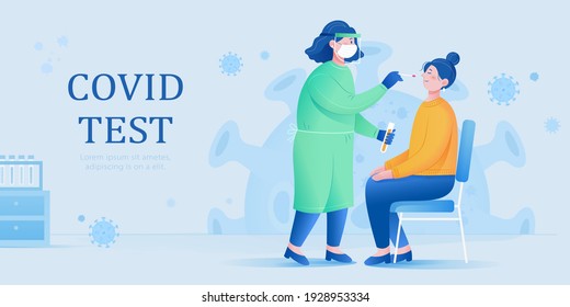 A female doctor in protective suit taking a nasal swab to collect samples for laboratory test. Concept of COVID 19 test. - Shutterstock ID 1928953334