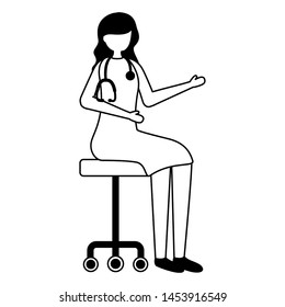 female doctor sitting in office chair white background vector illustration