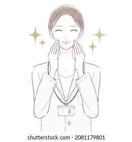 Female doctor. Skin care image. On white background.