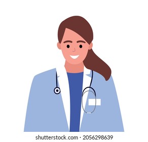 A female doctor with a stethoscope around her neck. A young specialist, a general practitioner. Avatar of a female doctor