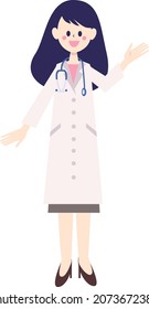 A female doctor with a stethoscope around her neck