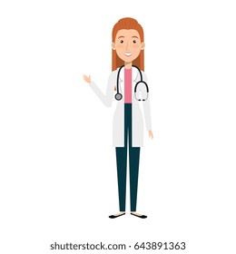 female doctor with stethoscope avatar character