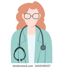 female doctor with stethoscope simple flat design