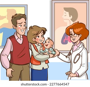 female doctor talking to her patient cartoon vector