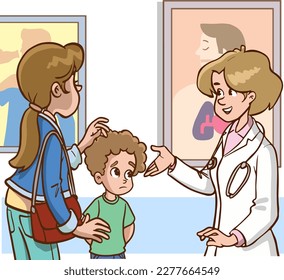 female doctor talking to her patient cartoon vector