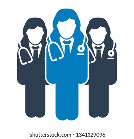 Female Doctor Team Icon. Flat style vector EPS.