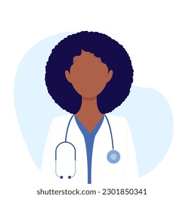 Female doctor therapist or pharmacist with short hair. Doctor with stethoscope. Concept - doctor, healthcare. Vector illustration in flat style. Isolated on white background.
