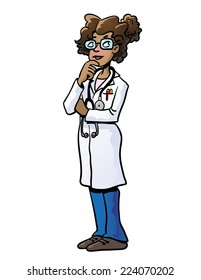 Female doctor, thinking