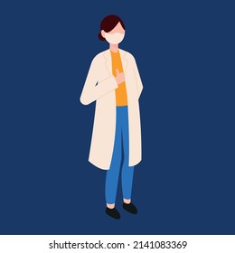 Female Doctor With Thumb Up Vector Character. Medical practitioner wearing lab coat uniform feeling confident