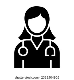 Female Doctor Vector Glyph Icon For Personal And Commercial Use.
