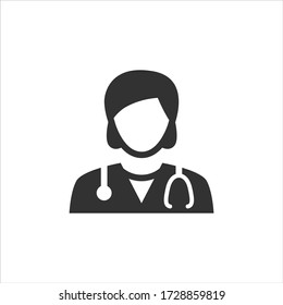 Female Doctor Vector Icon On White Background