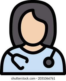 female doctor vector line colour icon