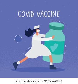 female doctor and vial covid19 vaccine