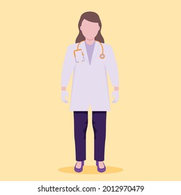 Female doctor wearing a ground cover vector.