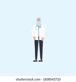 A female doctor wearing a hijab who works in the hospital
