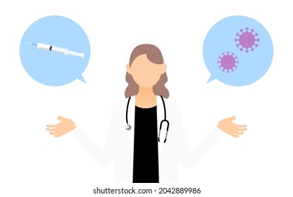 Female doctor in white coat explaining - Vaccine recommendation pose