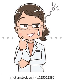A female doctor in a white coat.She has negative emotions.