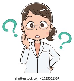 A female doctor in a white coat.She have doubts.