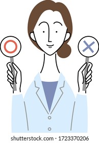 a female doctor who has correct and incorrect tags