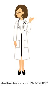 Female doctor who will guide in landscape orientation