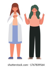 Female doctor and woman avatar design of Medical care health and emergency theme Vector illustration