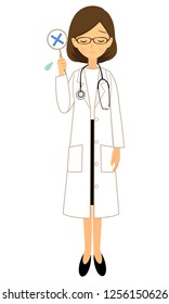 Female doctor with wrong answer tag
