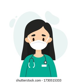 Female doctor/nurse wearing a mask