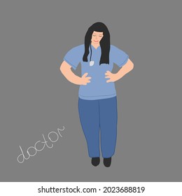 Female doctors, nurses, female physician and nurse With arms folded and serious but caring look. medical vector illustration