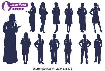 Female Doctors Silhouettes Vector illustration