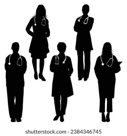 Female Doctors Silhouettes Vector illustration