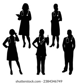 Female Doctors Silhouettes Vector illustration