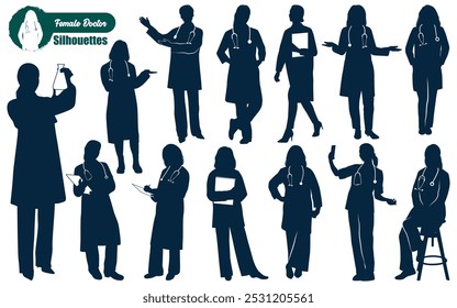 Female Doctors Silhouettes Vector illustration