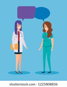 female doctors talking characters