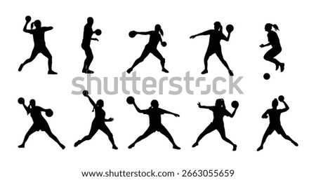 Female dodgeball player silhouette vector