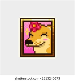 Cão feminino, meme pixel art