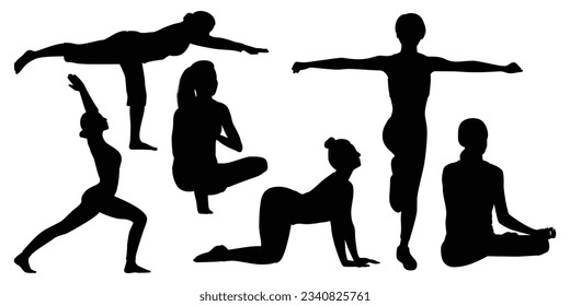 Female Doing Yoga or Yoga woman silhouettes vector