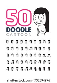 female Doodle Cartoon set